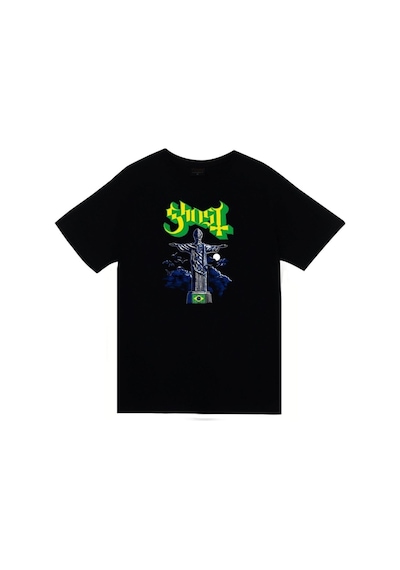 Ghost Baskılı Unisex %100 Pamuk Siyah T-shirt SIYAH