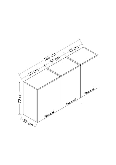 Minar 155 Cm Mutfak Dolabı Beyaz 155-B1-Üst Modül Beyaz