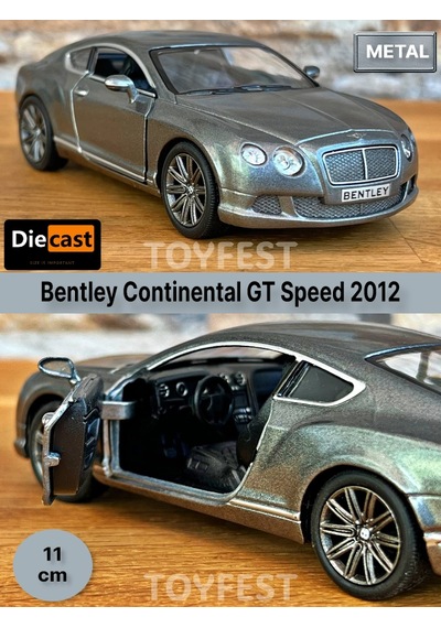 2012 Bentley Continental Gt Speed Çek Bırak Kapıları Açılabilen Metal Model Araba - Füme 11.5 Cm