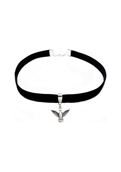 Albatros Kuşu Siyah Kadife Kadın Choker Tasma Kolye Renkli