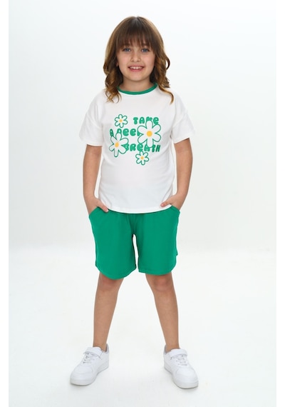 Toontoy Kids Toontoy Kız Çocuk Çiçek Baskılı Şortlu Takım Gül Kurusu