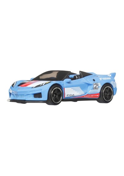 Matchbox 2023 Chevy Corvette Z06 Convertible - Exclusive Themed Mavi-beyaz 1/64 Diecast Model Araba Çok Renkli