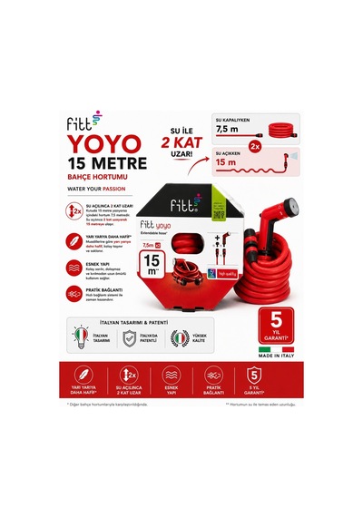 Yoyo Go Uzayan Bahçe Sulama Hortumu Tabancalı 15 Metre