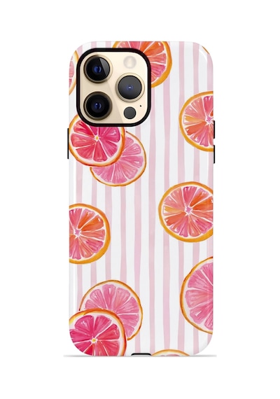 Apple iPhone Uyumlu 12 Pro Max Vorian Çift Katmanlı Magsafe Kılıf Pink Grapefruit Garden