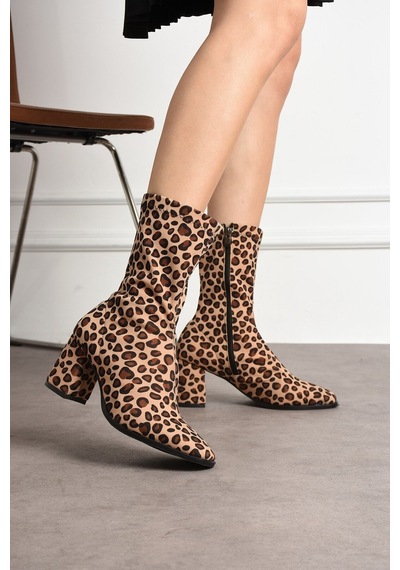 Dabab Shoes Kadın Leopar Streç Fermuar Samara Model Kare Burun Kalın Topuklu Bot Kahverengi Dabab Shoes Kadın Leopar Streç Fermuar Samara Model Kare Burun Kalın Topuklu Bot Kahverengi