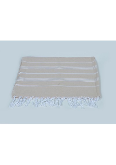 Sultan Peştemal Bej %100 Pamuk 90x180 Cekme Yapmaz Banyo-Plaj Havlusu