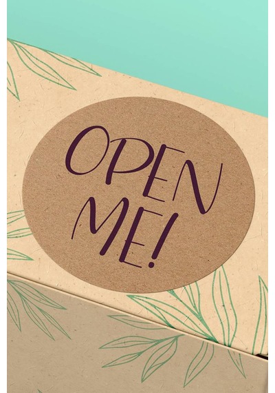 Mor Yazılı Open Me Kraft Sticker 3x3cm St2254 Çok Renkli