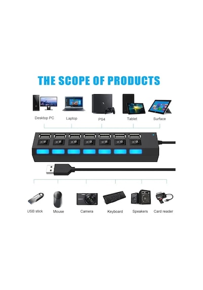 Usb Hub 3.0 Hub Usb Splitter 4/7 Bağlantı Noktaları Çoklu Usbhubs 2.0 Güç 4ports Usb3.0
