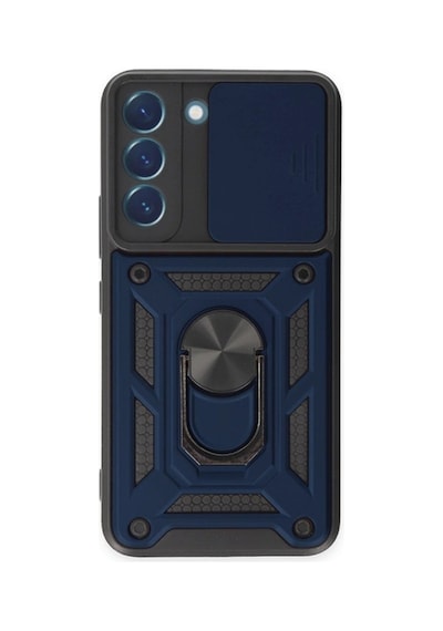 Samsung Galaxy Uyumlu S24 Kılıf Pars Lens Yüzüklü Silikon - Lacivert İtdark37421