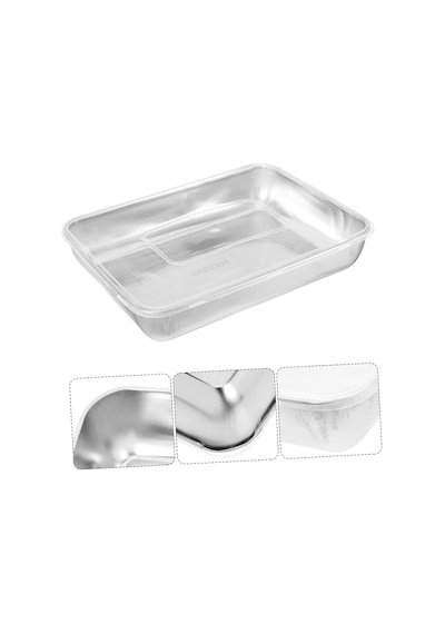 Çok Amaçlı Paslanmaz Çelik Fırın Ve Saklama Kabı 25 X 20 X 5 Cm Evimdeyokyok Çok Renkli