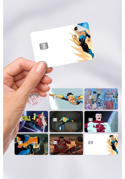 İnvincible Çizgi Dizi Kart Kaplama Yapışkanlı Folyo Sticker 8 Adet Çok Renkli