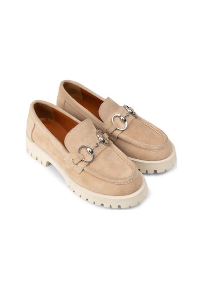 Deery Kadın Hakiki Süet Bej Tokalı Loafer - 02037zbejc01