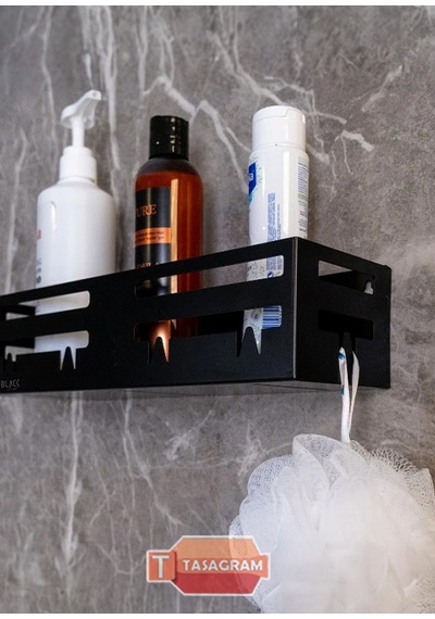 Tasagram Metal Sabunluk Duş İçi Şampuanlık Banyo Rafı Siyah