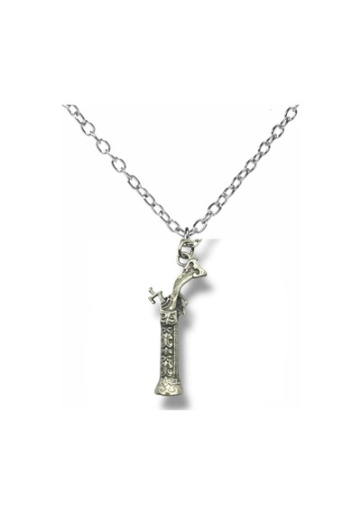 Korsan Tüfeği Figürlü Retro Kolye Gümüş Renk Unisex Metal Takı Çok renkli