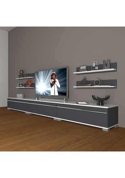 Decoraktiv Eko 270r Mdf Tv Ünitesi Tv Sehpası Beyaz - Antrasit