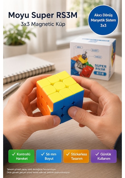Manyetik 3x3 Zeka Küpü Moyu Super Rs3m Stickerless Speed Cube Hız Küpü Akıcı Dönüş Mf8829 5,6 Cm