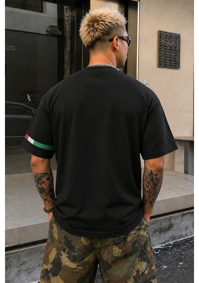 Tarz Cool Erkek Regular Baskılı Tişört Mexico Yazılı %100 Pamuk Rahat Kesim T-shirt Siyah