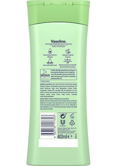 Vaseline Intensive Aloe Vera Ferahlığı  Ve Losyon 400 Ml