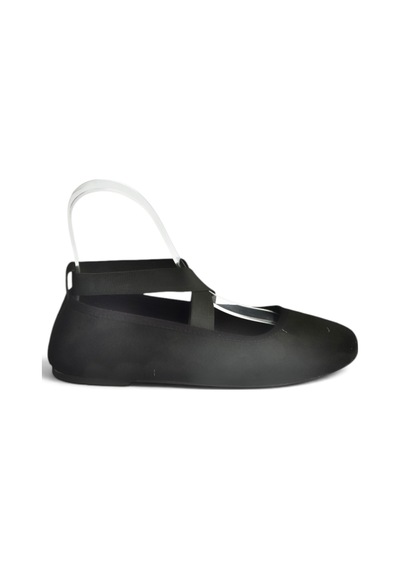 Fox Shoes Z250021002 Siyah Süet Çapraz Lastikli Kadın Babet