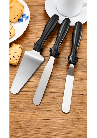 3 Adet Pastacı Spatula Seti - Paslanmaz Çelik Pastacılık Spatulası - 3'lü Pasta Spatulası - Sürme Yayma Ve Alma Spatula Set Krom