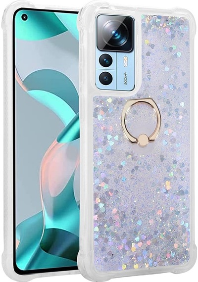 Xiaomi Mi 12t Pro Uyumlu Akışkan Simli Sıvılı Yüzüklü Parlayan Tasarımlı Kılıf