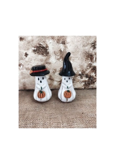 El Yapımı Balkabağı Şeklinde Sevimli Halloween Hayalet Biblolar. 2li Set