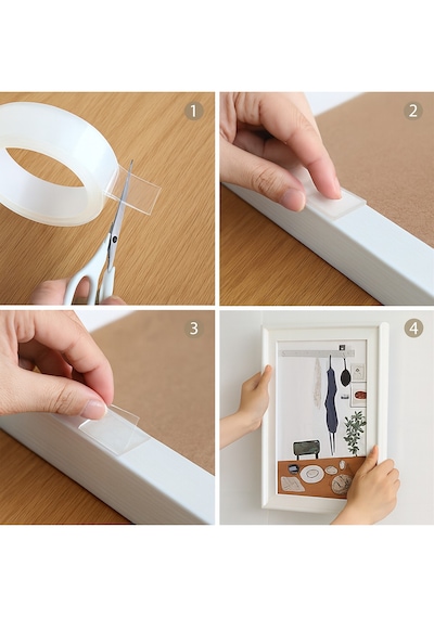 Şeffaf Çift Taraflı Nano Bant 2 Metre 18mm İz Bırakmaz, Süper Güçlü Yapışkan, Çok Amaçlı Montaj Band