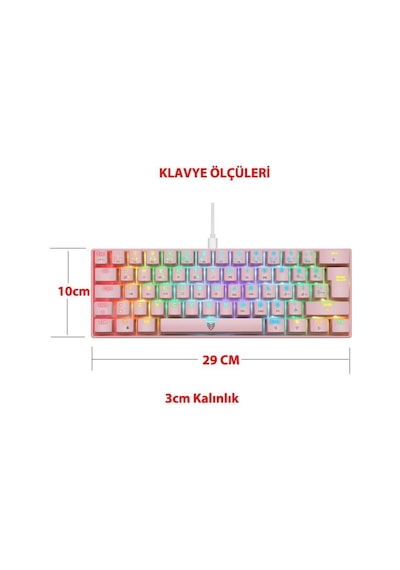 Blueforce Majesty 62 Tuşlu Red Switch RGB Mekanik Mini Oyuncu Klavye