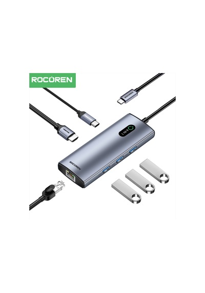 Rocoren 6 Portlu 4k 30hz Gigabit Ethernet 3 Usb3.0 Pd 100w Destekli Hub Çoklayıcı