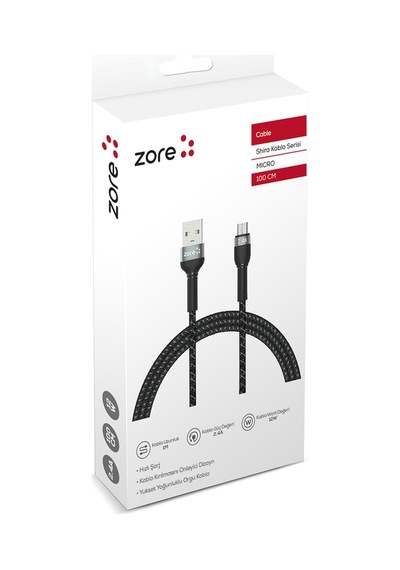 Effox Siyah Shira Serisi Micro Usb Kablo 1 Metre