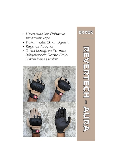 Xmlbayiciniz Tr Revertech Aura Krem - Dokunmatik Ekran Uyumlu Erkek Motosiklet Eldiveni Genel