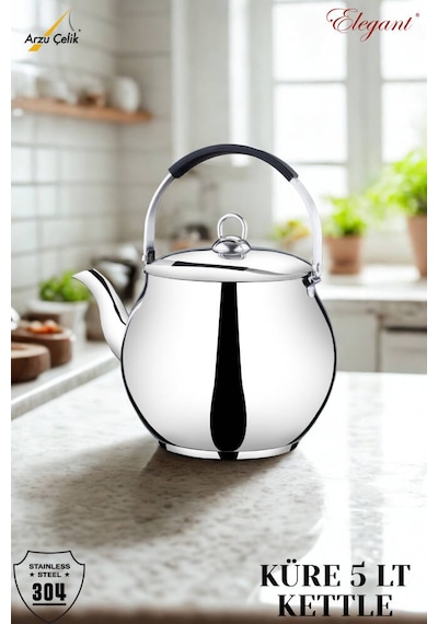 5 Lt. Küre Silikonlu Üstten Tutmalı Kettle Çelik