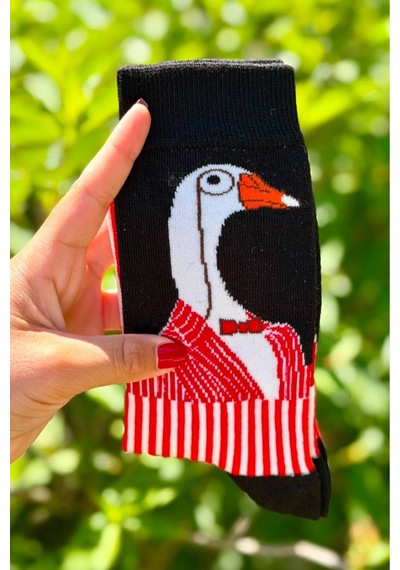 Lousocks Unisex Kaz Tasarım Soket Çorap Siyah