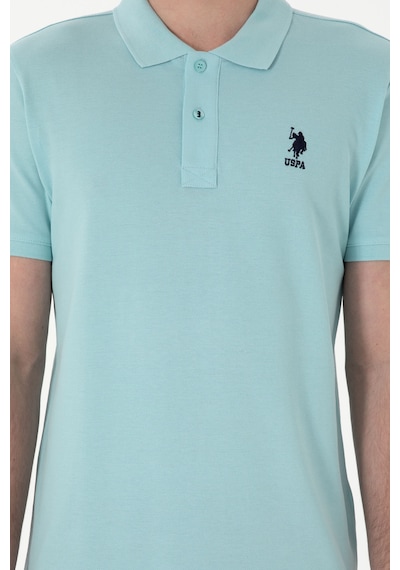 U.S. Polo Assn. Erkek Slim Fit Polo Yaka Açık Mavi Basic Tişört 50298041-VR083