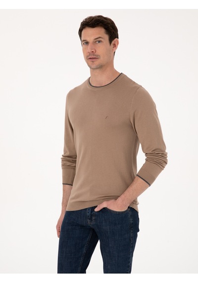 Cacharel Camel Slim Fit Kazak Kahverengi