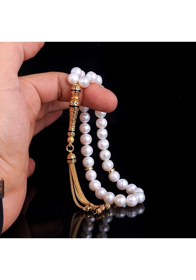 Tesbihsepetim Altın Kaplama Zirkon Taşlı Gümüş Set İnci Taşlı Tesbih Cs7411468