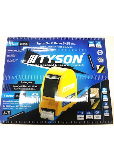 Tyson 5x25 Mm Şerit Metre 12 Adet Toptan Satış