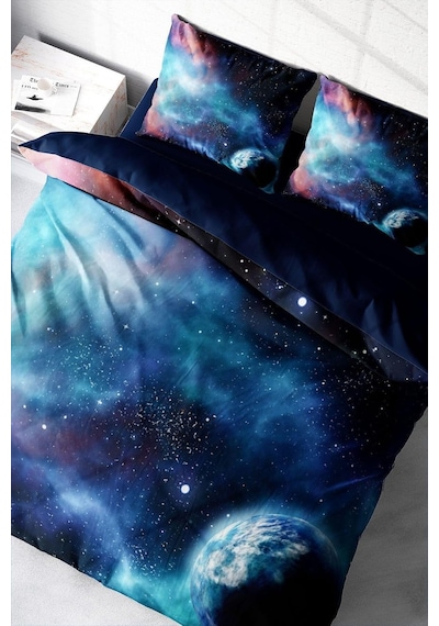 Tr %100 Pamuk Saten Çift Kişilik Nevresim Takımı Star Night - Lacivert, Monohome34986 Diğer