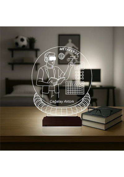 Luvivia Metaverse Bilgisayar Yazılımcı Kişiye Özel 3d Lamba - Masa Gece Lambası Şeffaf