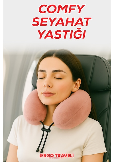 Viscofoam Comfy Ortopedik Seyahat Yastığı Visco Boyun Destekli Seyahat Yastığı - Somon | Ergo Travel