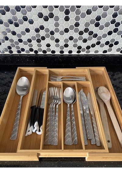 Mien Bambu Ayarlanabilir Çekmece İçi Kaşıklık, 5-7 Bölmeli, Kahverengi, 37 X 49 Cm Diğer