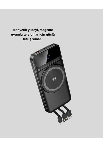 Kablosuz 10000 Mah Powerbank Antrasit Melanj