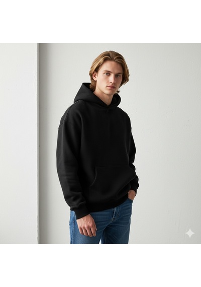 Maki Home Makiteks Siyah Pamuklu Unisex Cepli Kapüşonlu Rahat Kesim Sevimli Canavar Baskılı Sweatshirt SiYAH