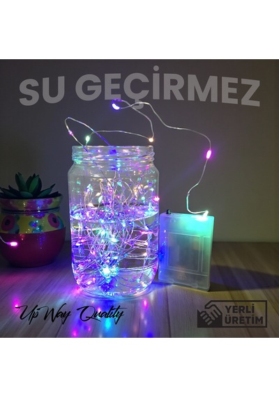 Upway 10m Su Geçirmez 4 Renkli 100 Led Işık - Pilli Dekoratif Aydınlatma Çok Renkli