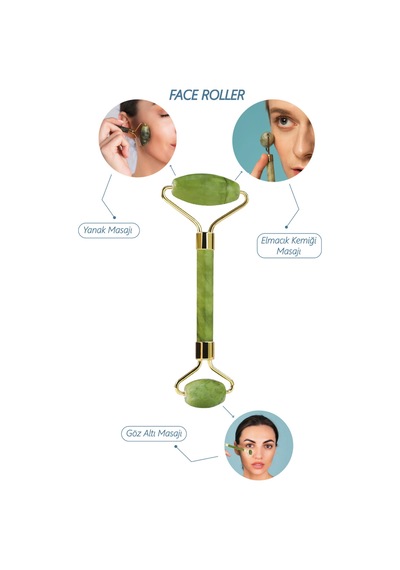 Seay Yeşim Taşı Face Roller + Maske ve Siyah Nokta Temizleme Fırçası