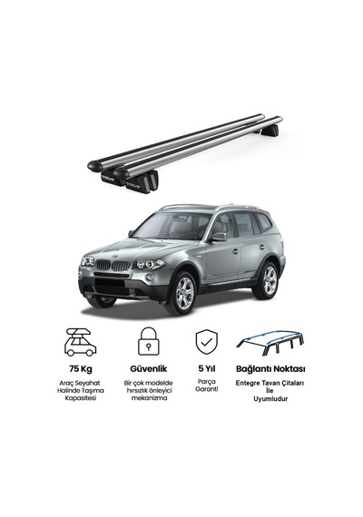 Pençe Bmw X3 E83 Ara Atkı 2004-2010 Uyumlu Gri Ara Atkı Port Bagaj Tavan Barı