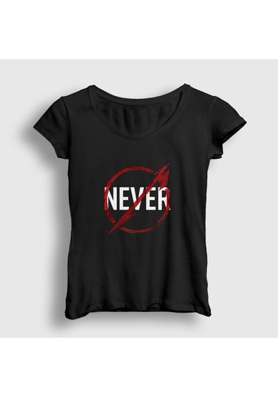 Presmono Kadın Never Metallica T-shirt Siyah