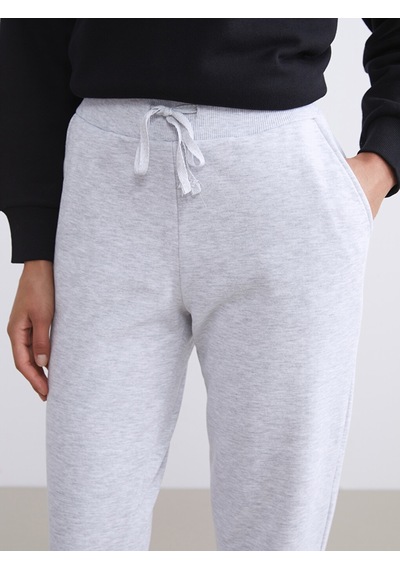 Lcw Modest Gri Beli Lastikli Kadın Kalın Jogger Eşofman Altı