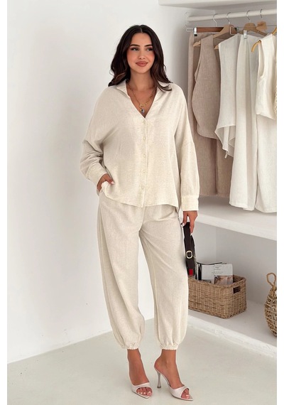 Asprin Fashion Gömlek Pantolon Takım Beyaz Beyaz