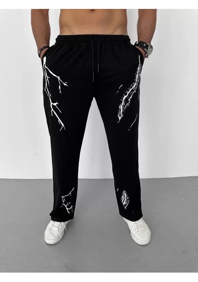 Modavra Unisex Dijital Baskılı Eşofman Altı - Siyah 001